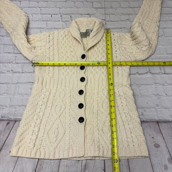 Aran Sweater Market Women Knit Fisherman Cardigan XS X-Small Merino Wool C024 -9 - Picture 2 of 15